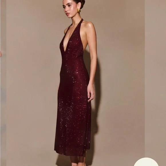 MESHKI Genie burgundy dress - Picture 2 of 3